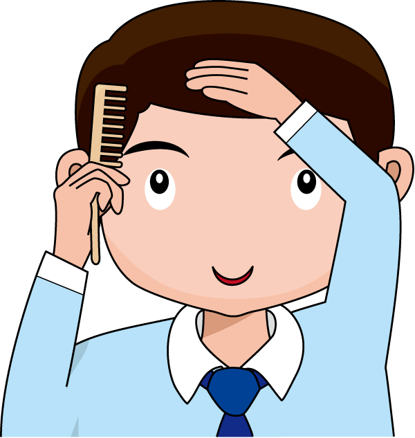Boy Comb Hair Clipart - Combing Hair Clip Art (600x633), Png Download