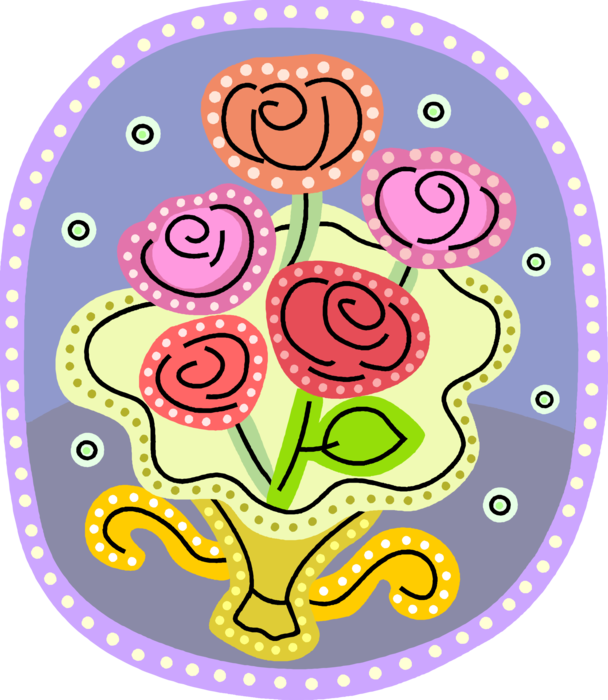 Vector Illustration Of Brides Wedding Rose Flowers (608x700), Png Download