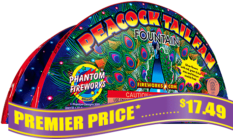 Peacock Tail Fountain - Phantom Fireworks (500x500), Png Download