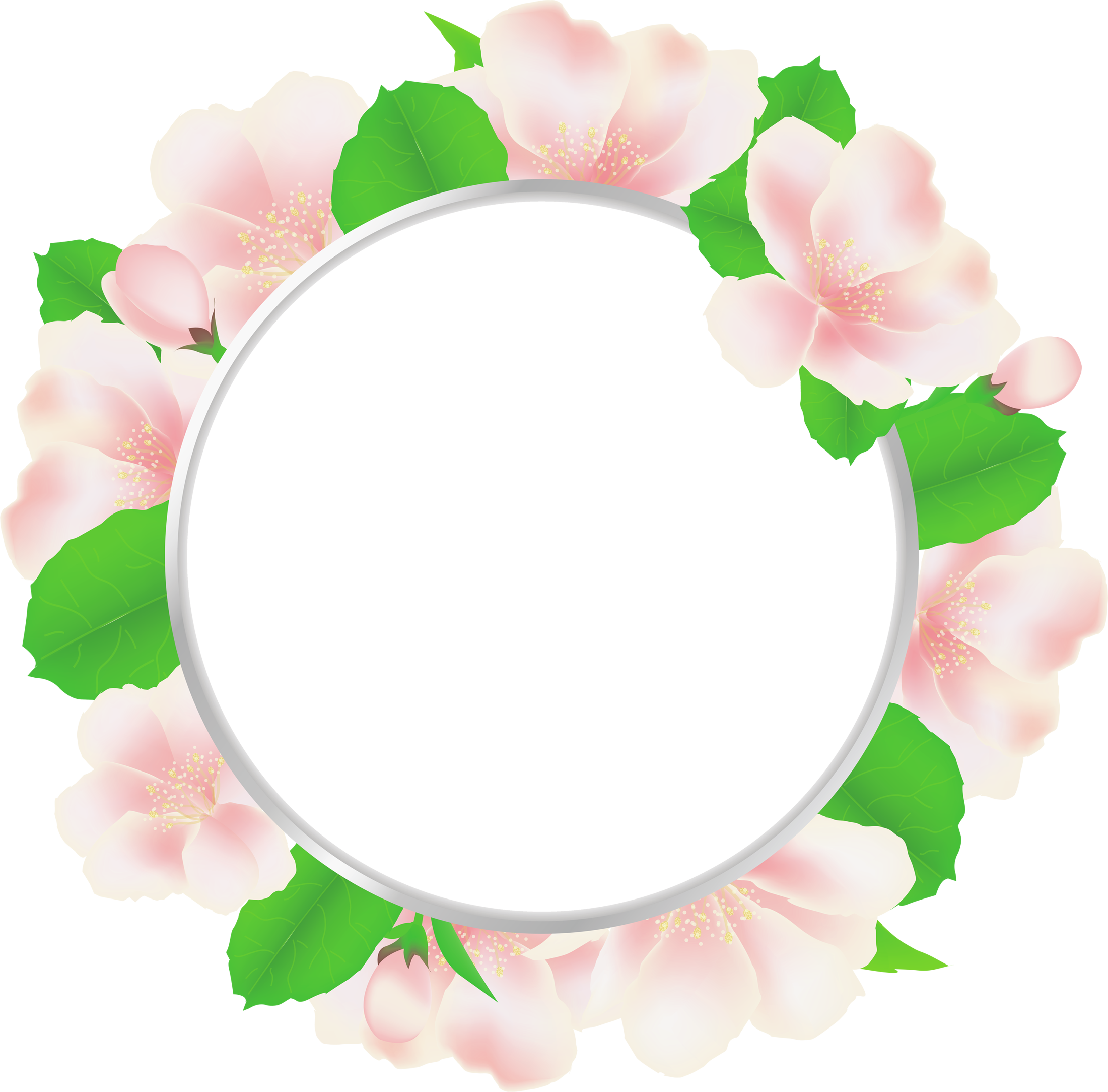 Flowers Frames In Circle (2200x2167), Png Download