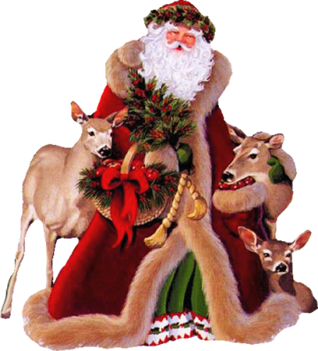 Santa Claus And Animals - Old Time Santa Claus (450x498), Png Download