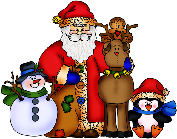 Santa Claus And Animals - Dessins Pere Noel En Couleur (600x470), Png Download