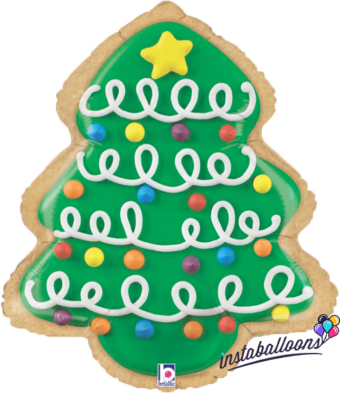 25" Foil Shape Balloon Christmas Tree Cookie - Mylar (492x568), Png Download