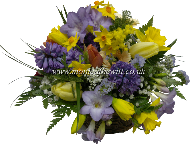 Spring Flower Basket - Bouquet (681x532), Png Download