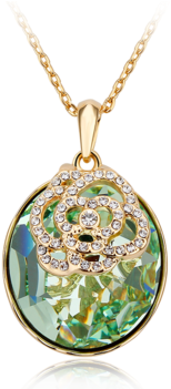 Diamond Circle Necklace Peridot Pendant Indian Antique - Necklace (350x350), Png Download