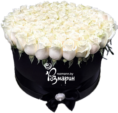 Boquet Of Roses White Naomi In Gift Box - Flower (436x440), Png Download