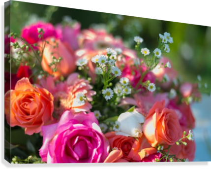 Flower Bouquet Canvas Print - Garden Roses (429x343), Png Download
