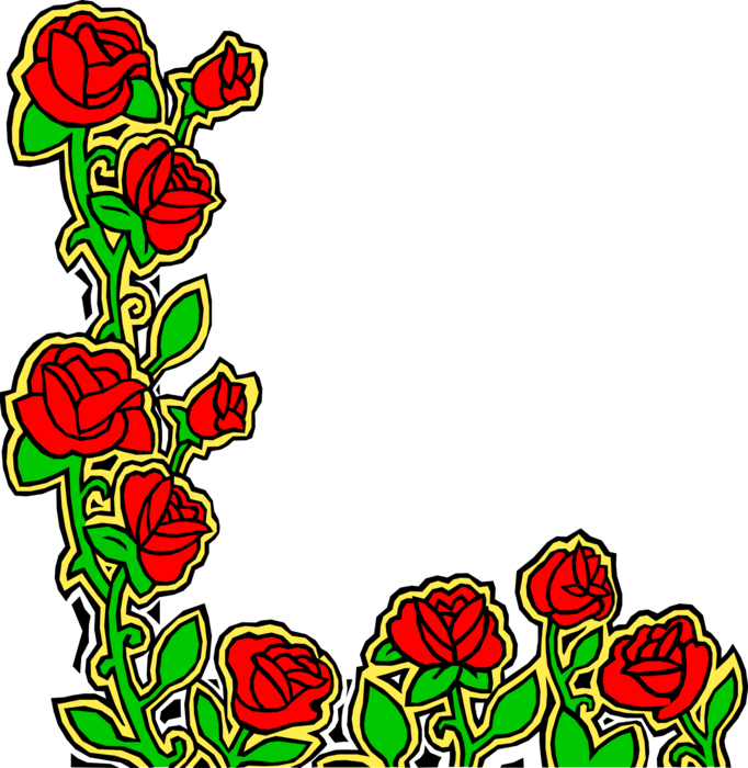 Vector Illustration Of Red Rose Garden Flowers Design - Clip Art (682x700), Png Download