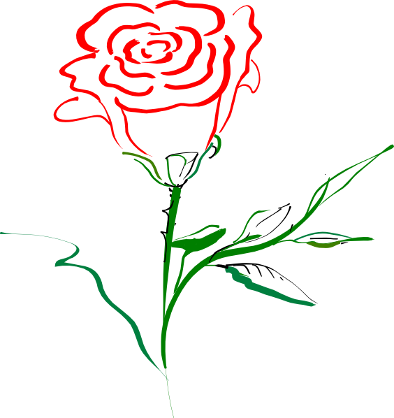 Rose Clipart Vector - Red Rose Clip Art Outline (564x598), Png Download