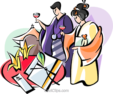 Japanese Wedding Ceremony Royalty Free Vector Clip - Japanese Wedding Art (480x400), Png Download