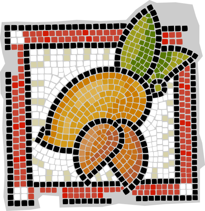 Mango Fruit Image Illustration Of Decorative Mangos - Mosaic (679x700), Png Download