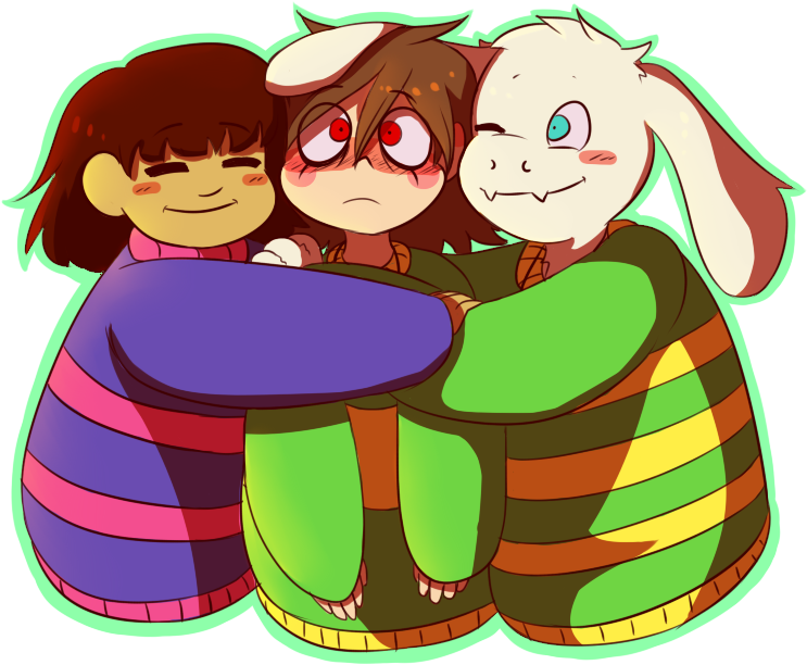 Undertale T-shirt Cartoon Product Clip Art Smile Boy - Chara X Frisk X Asriel (777x677), Png Download
