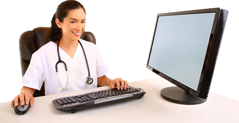 Medical Office Administration - Perawat Dan Komputer (773x400), Png Download