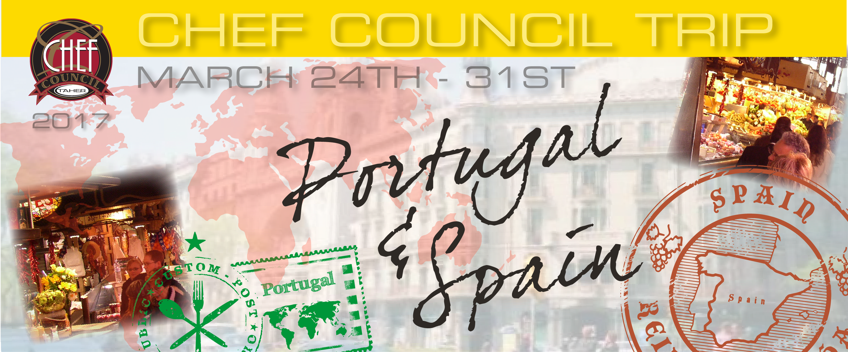 Chef Trip Banner Spain Portugal - Spain Travel Europe Sticker Decal 5"x 5" (2748x1142), Png Download