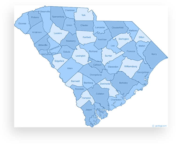 South Carolina Tscm Bug Sweep - Map Of South Carolina (749x613), Png Download