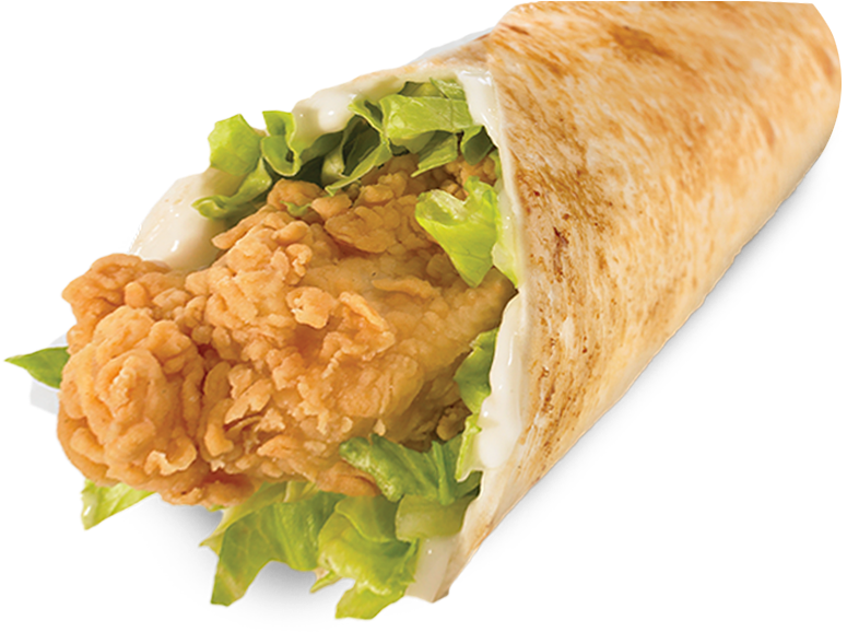 Crispy All-white Meat Chicken Tender With Crisp Lettuce - Chicken Strip Wrap Png (855x627), Png Download