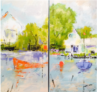 Summertime Blues Sabo Fine Art - Painting (500x350), Png Download