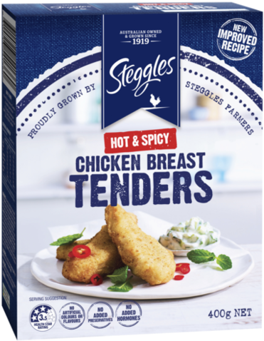 Chicken Breast Tenders Hot And Spicy - Steggles Chicken Nuggets (500x500), Png Download