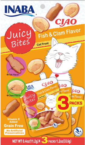 Ciao Juicy Bites Fish & Clam Treats - Ciao Cat Grilled Extra Tender Chicken In Crab Broth (480x480), Png Download