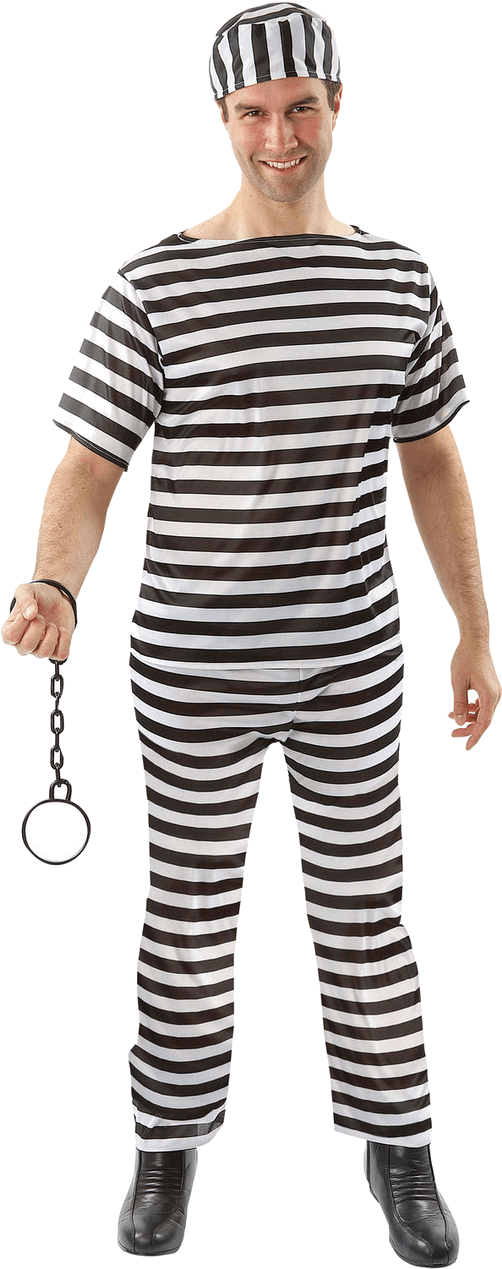 Mens Convict Jail Criminal Prison Prisoner Fancy Dress (800x1268), Png Download