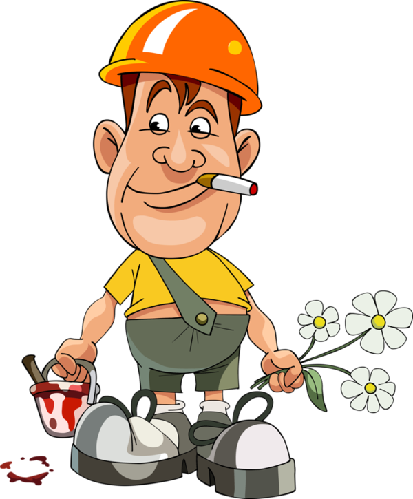 Royalty Free Library Pin By Dara Tata On Pinterest - Construction Worker Smoking Cartoon (600x725), Png Download
