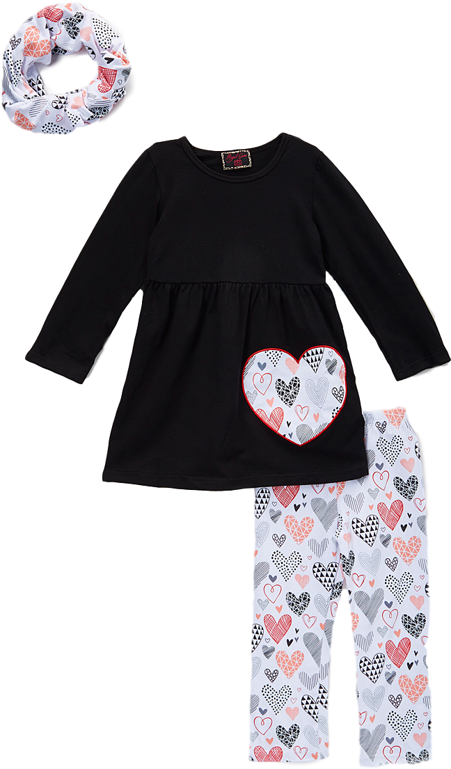 Pink Heart Scribble Top & Leggings Set - Leggings (1000x1201), Png Download