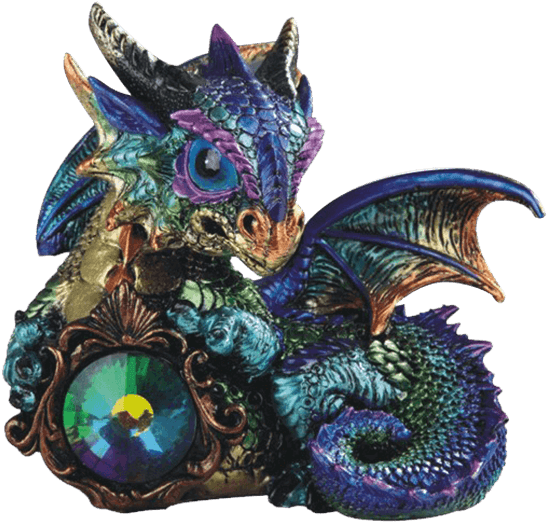 Purple Baby Dragon And Gem Statue - Home And Holiday Shops Green And Purple Dragon With (555x555), Png Download
