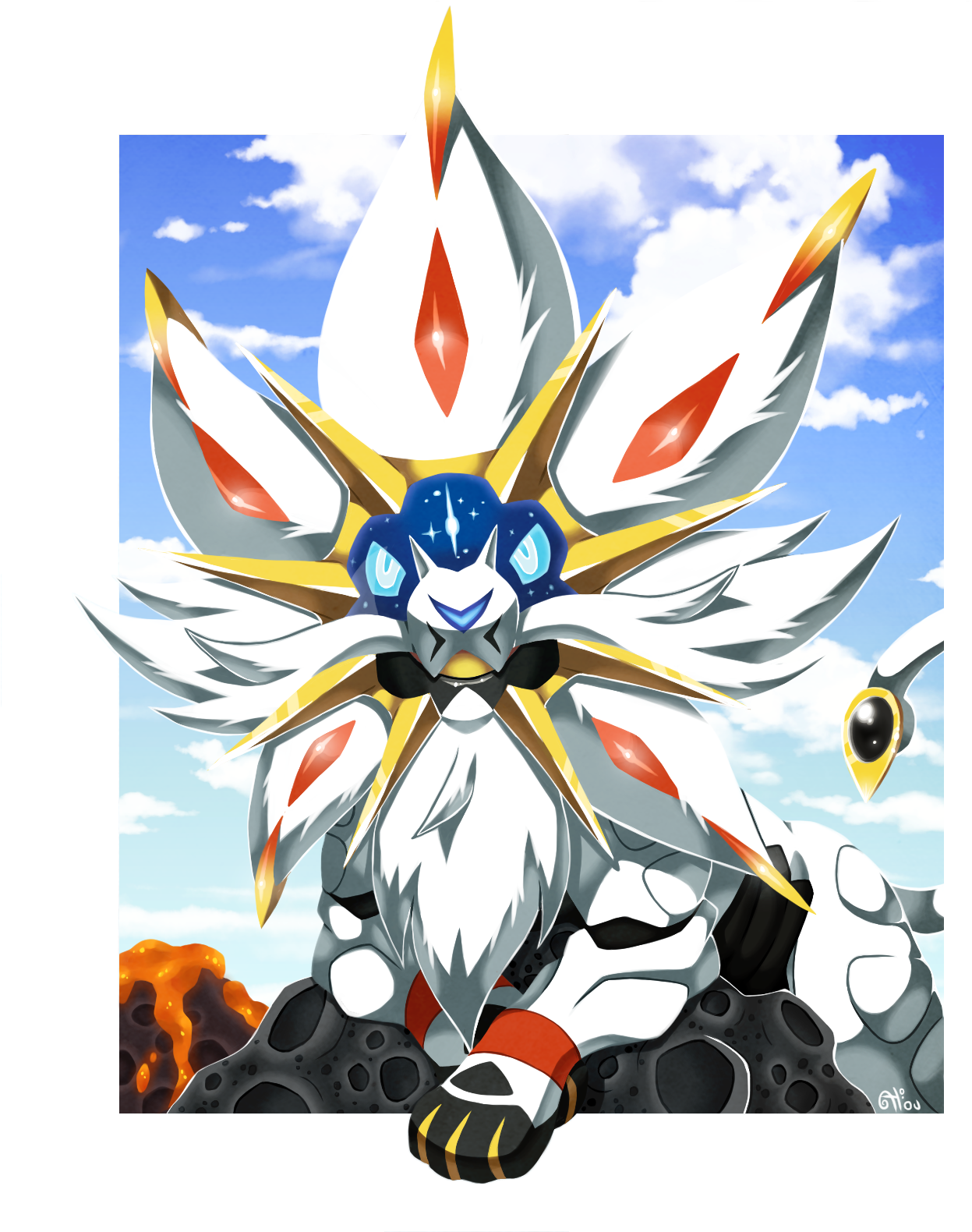 Voir L'image En Taille Réelle - Pokemon Sun Solgaleo Face (1372x1579), Png Download