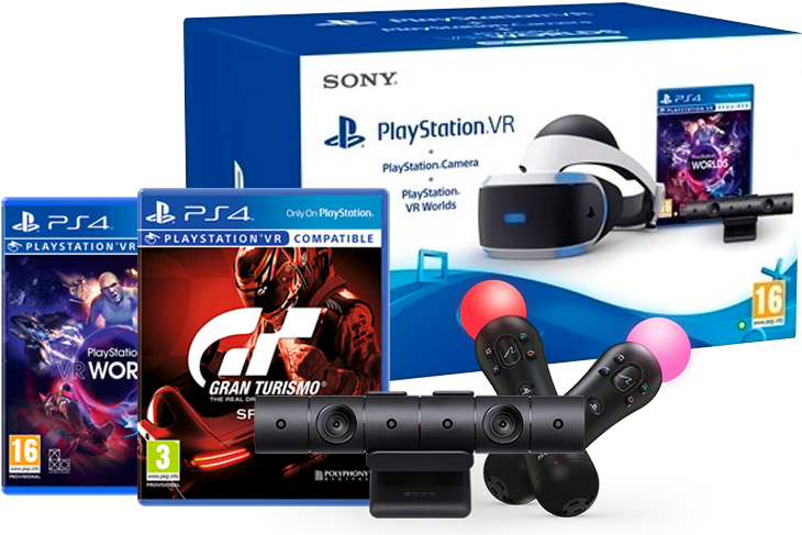 Sony Playstation Vr Headset Playstation Camera V2 Move - Gran Turismo Sport Ps4 (pal Import) (746x491), Png Download