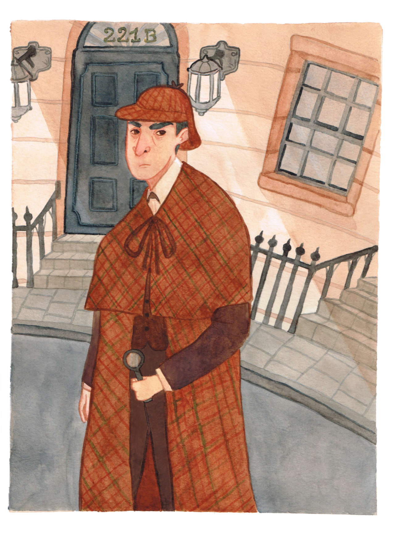 Sherlock Sherlock Holmes Illustration Watercolour Illustration - Vintage Clothing (1280x1736), Png Download