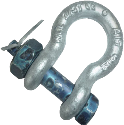 2 Ton Galvanised Tested Bow Shackles Safety Pin - Ton Safety (480x455), Png Download