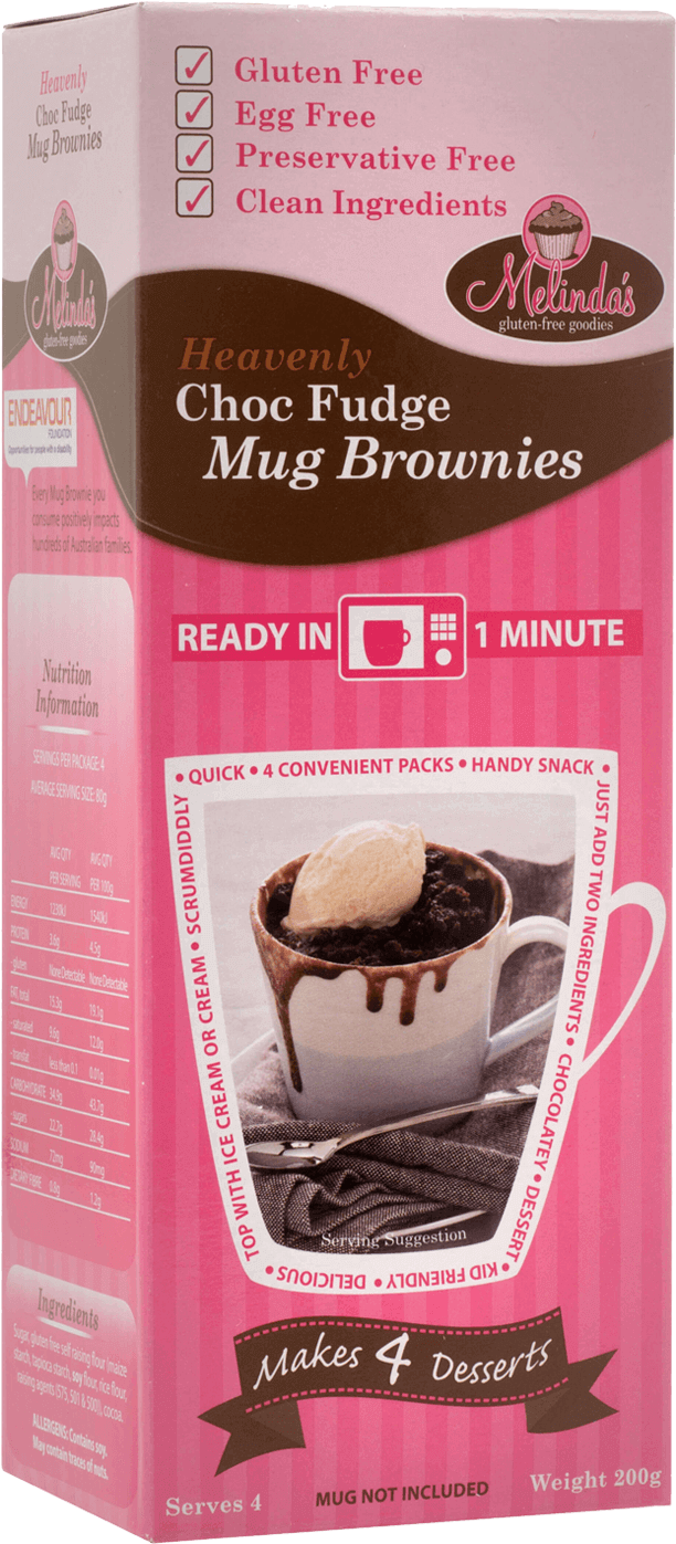 Choc Fudge Mug Brownies - Melindas Gluten Free Brownie Mug (955x1536), Png Download