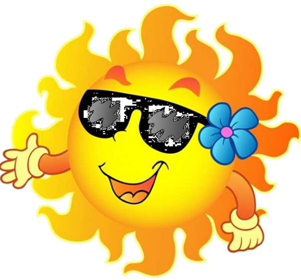 Summer Day Camp - Dibujo De Sol Con Lentes (605x563), Png Download