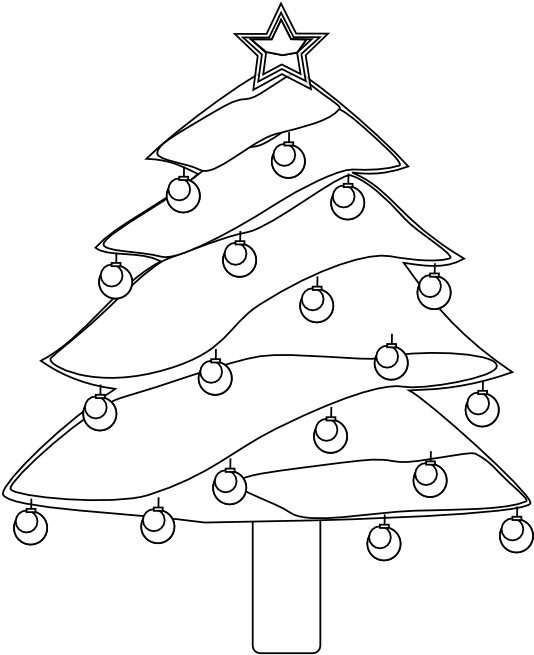 Lightly Decorated Evergreen 1 Christmas Black White - Christmas Day (555x785), Png Download