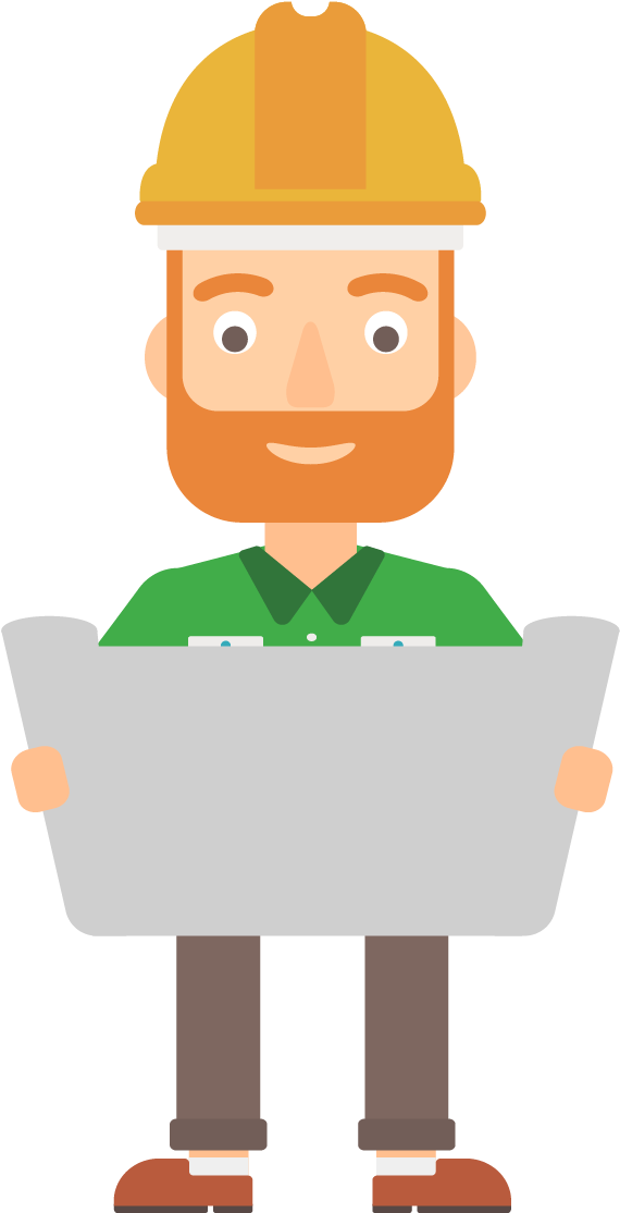 Contractor Holding Plans 01 - Cartoon Teacher With Beard Png (792x1225), Png Download