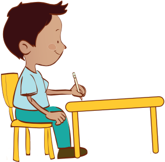 Niño Sentado En Escritorio (390x349), Png Download