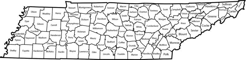 Map Of Tennessee Counties - Washington County Tennessee (800x196), Png Download