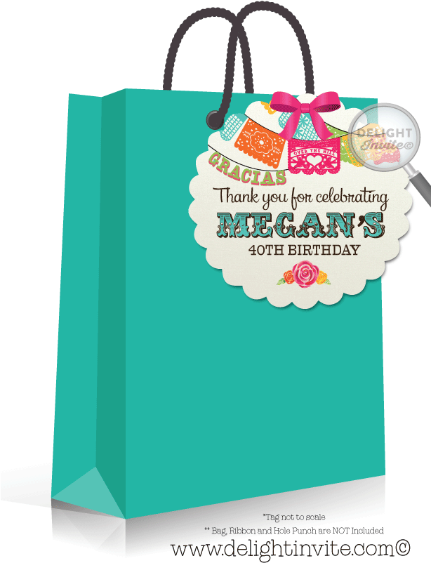 40th Birthday Mexican Fiesta Favor Tags - Build A Bear Thank You Cards (613x822), Png Download