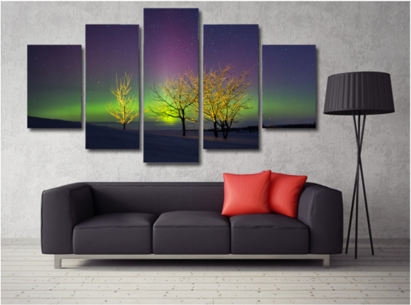 Northern Lights - 5-piece Volkswagen Beetle Vintage Wall Art (600x600), Png Download