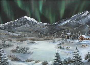 "northern Lights Dreamscape" Fine Art Card - Snow (350x400), Png Download