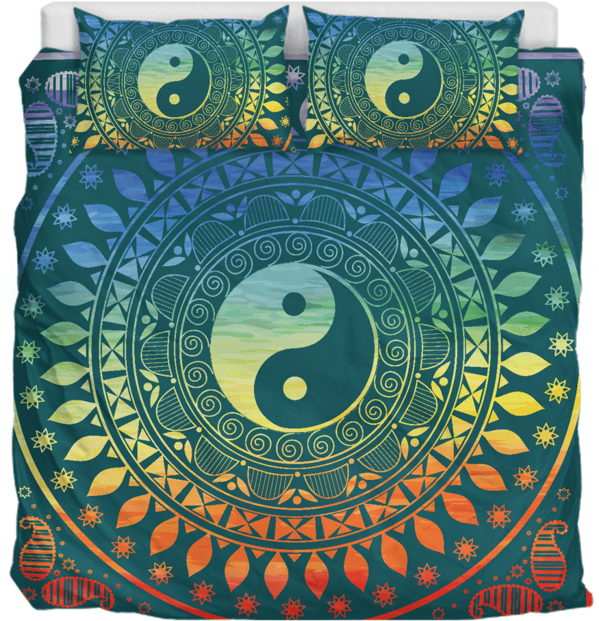 Psychedelic Yin Yang - Bedding (900x995), Png Download