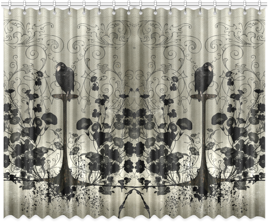 Awesome Crow With Flowers 5'x7'area Rug (500x500), Png Download