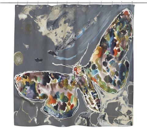 Unique Fabric Shower Curtain Of Large Full Size Multicolored - Large Butterfly Shower Curtain (480x480), Png Download