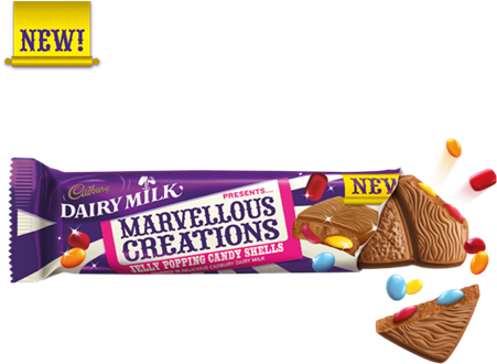 Cadbury Dairy Milk Marvellous Jelly Popping Candy 47g - Cadbury Jelly Popping Candy Chocolate (470x412), Png Download