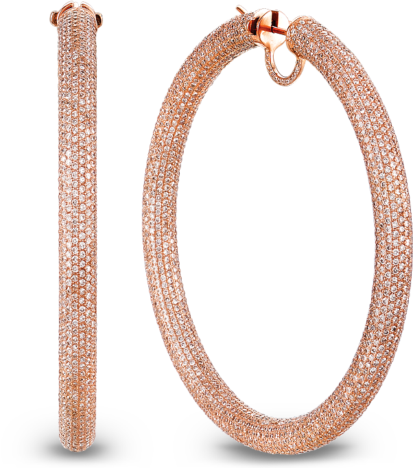 Melange Rose Gold Hoop Earrings Jacob Co Timepieces - Rose Gold Hoop Earrings (700x700), Png Download