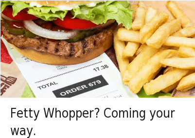 Burger King, Fast Food, And Food - Fetty Whopper (400x362), Png Download