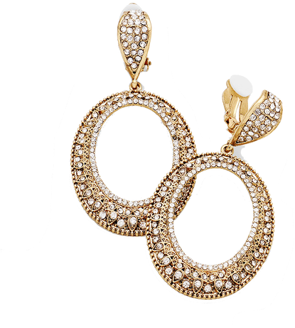 Download Hd Picture Freeuse Download Gold Rhinestone Filigree Oval Earring Transparent Png Image Nicepng Com