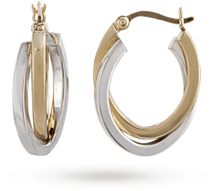 9ct 2 Colour Gold Hoop Earrings - Dyrberg/kern (350x350), Png Download