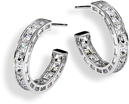 Princess Cut - Earring (650x650), Png Download