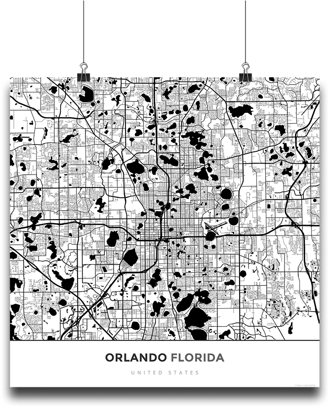 Premium Map Poster Of Orlando Florida - Florida (683x1024), Png Download